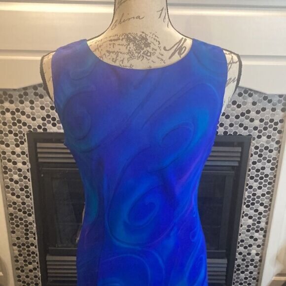 Simply silk blue and purple dress, size large, excellent used condition - Picture 9 of 11